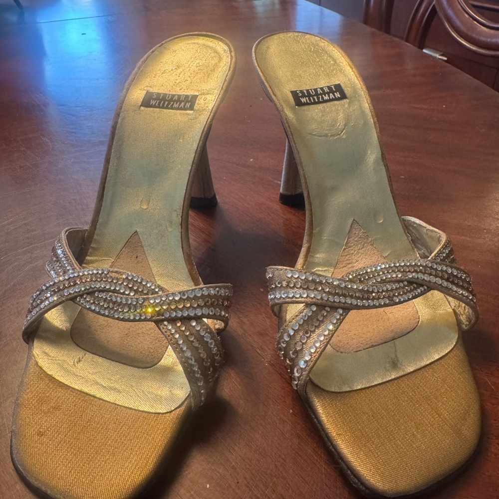 Stuart Weitzman Gold Strappy Heels